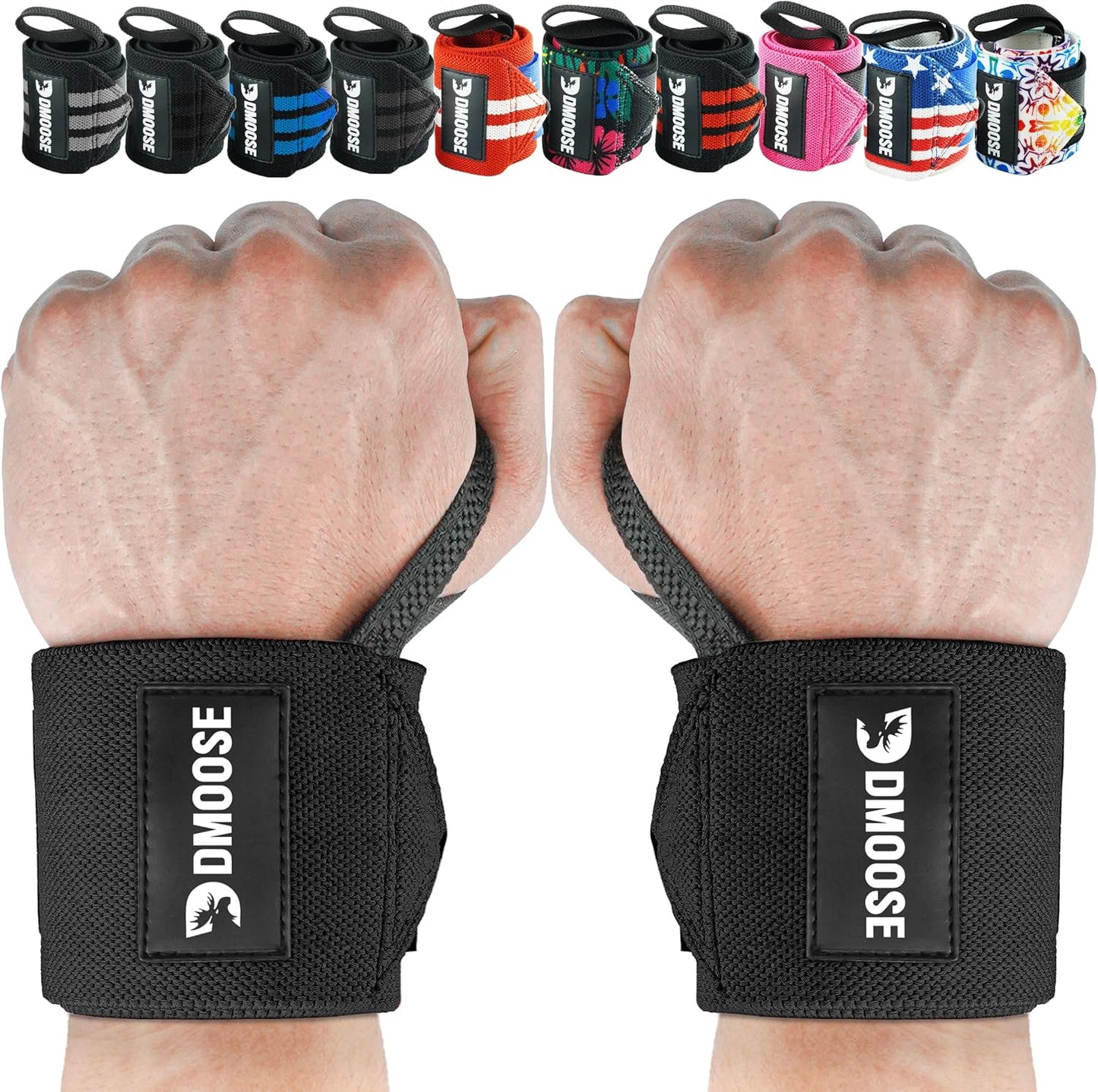 Wrist Wraps for Weightlifting - IPL Approved Premium Lifting Wrist Straps with Thumb Loops for Powerlifting, Bodybuilding & Weight Lifting, Compression Gym Wrist Support for Working Out